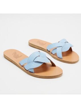 Ancient Greek Sandals Arachne Braided Raffia Slide Sandals NWT